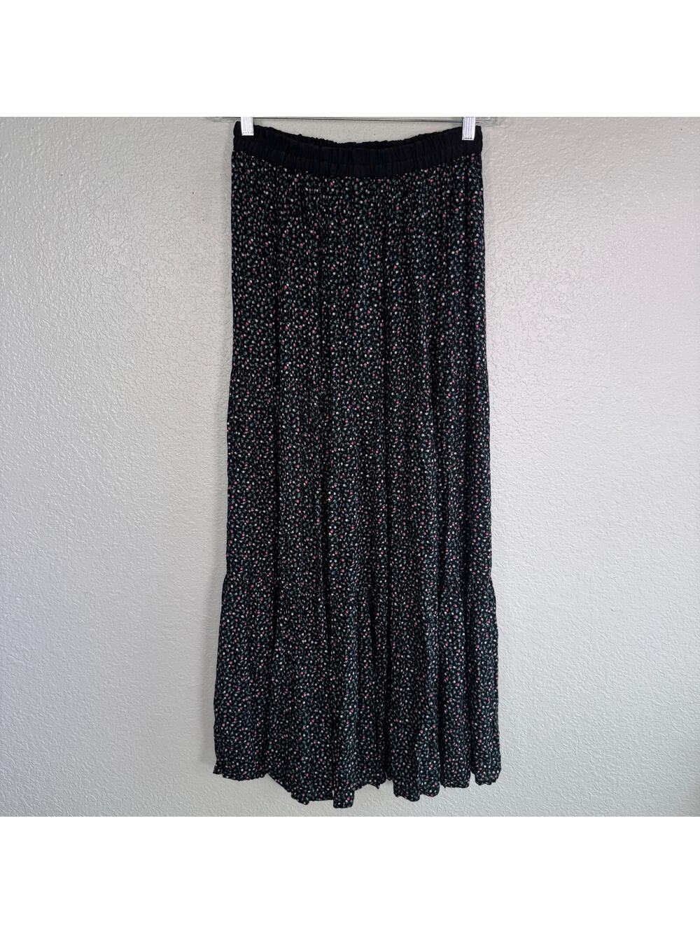 Vintage Lucia Lukken Broomskirt Skirt Womens Floral Tiered Boho Cottagecore 90s